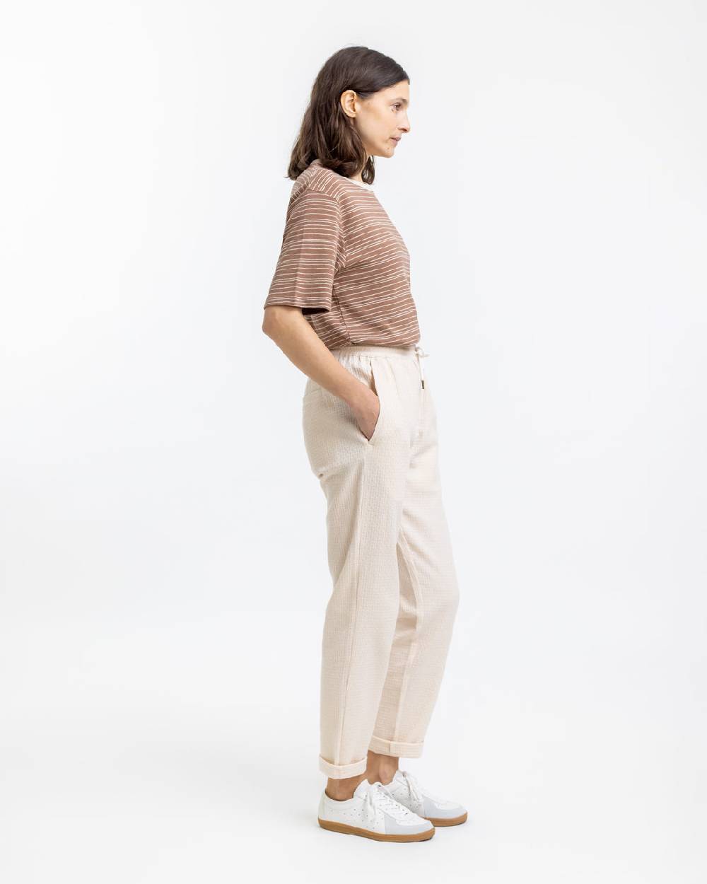 Rotholz Gestreiftes T-Shirt Braun