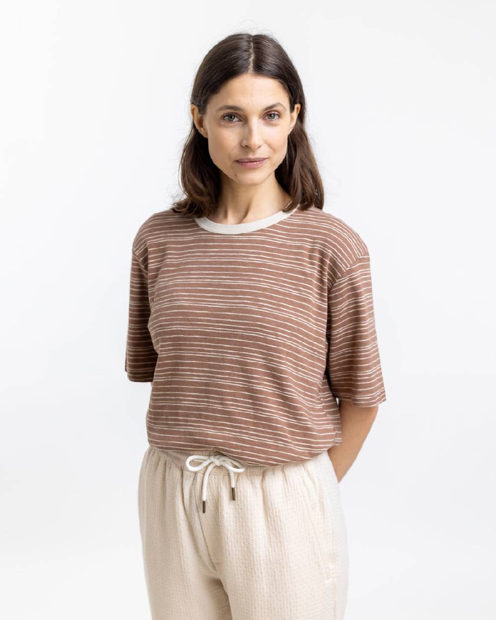 Rotholz Gestreiftes T-Shirt Braun