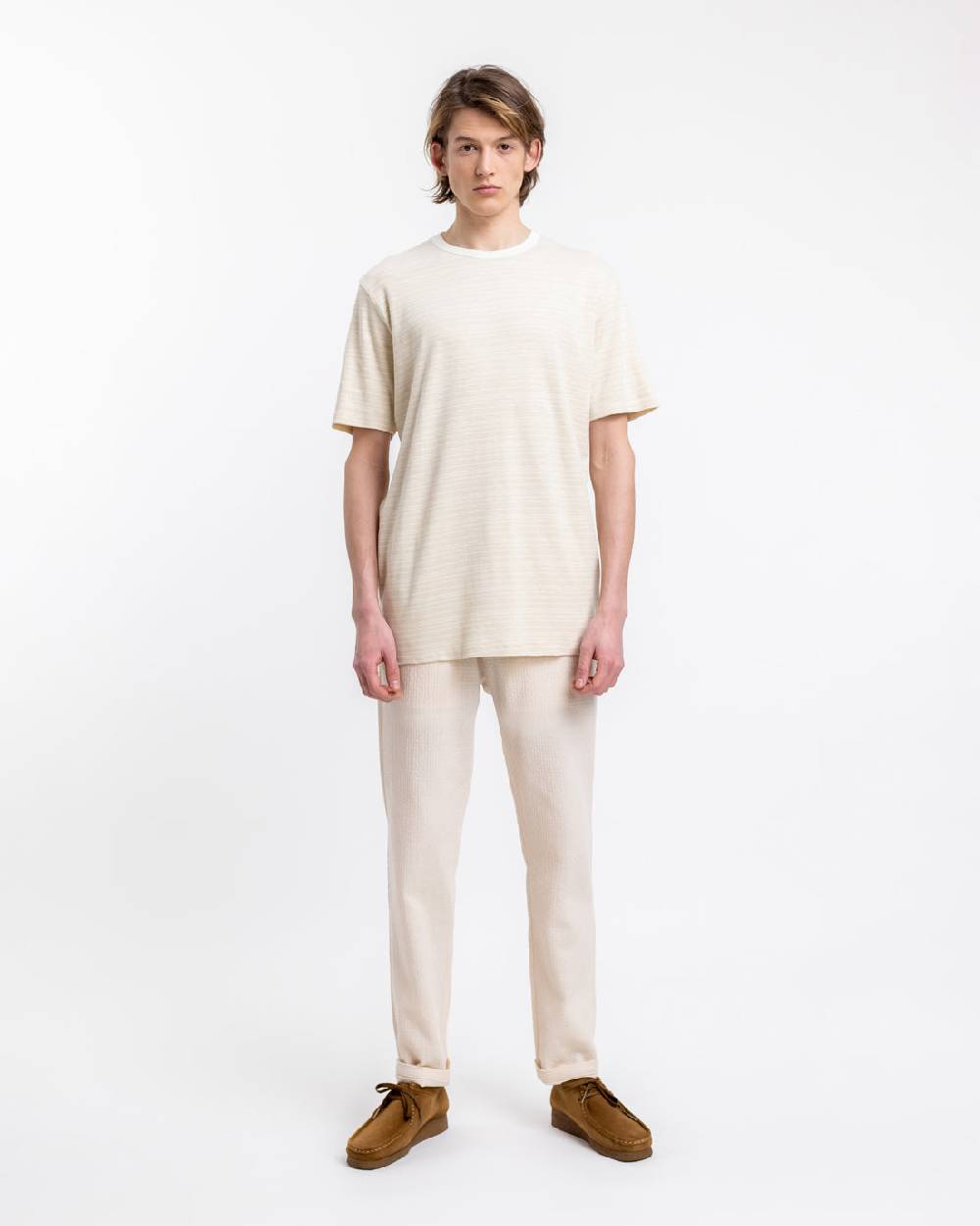 Rotholz Gestreiftes T-Shirt Creme