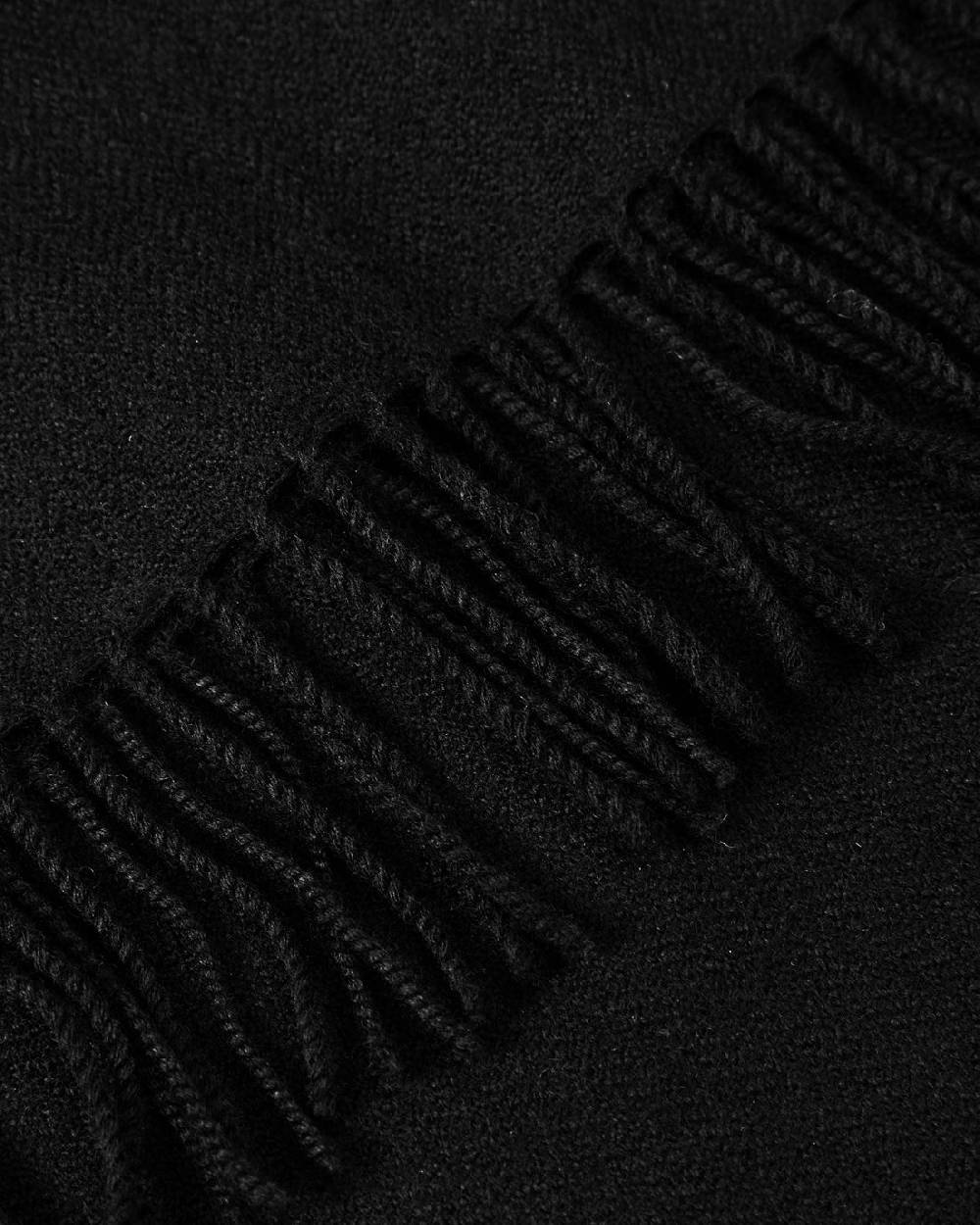 Rotholz Gewebter Schal Merinowolle - Schwarz