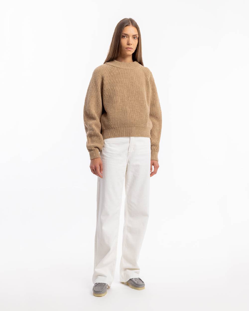 Rotholz Grober Strickpullover Wollmischung - Beige