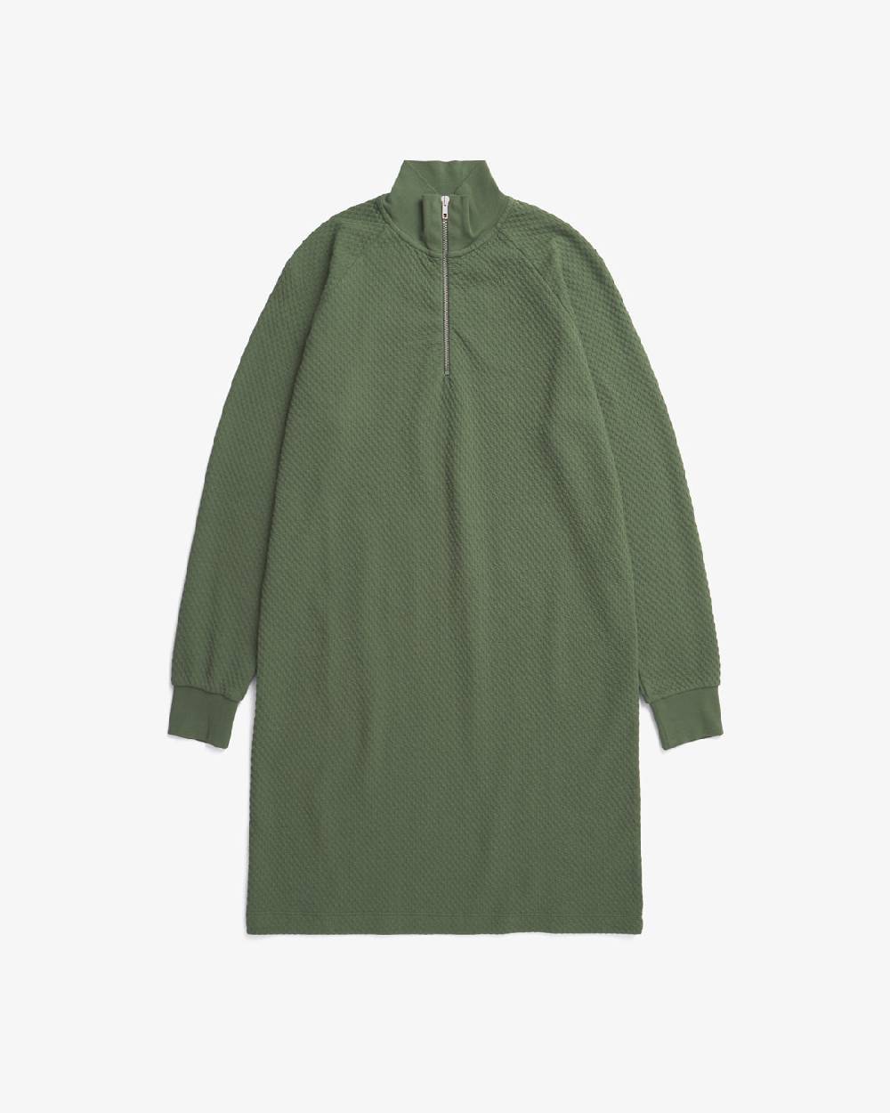 Rotholz Half Zip Sweat Kleid Bio Baumwolle - Grün