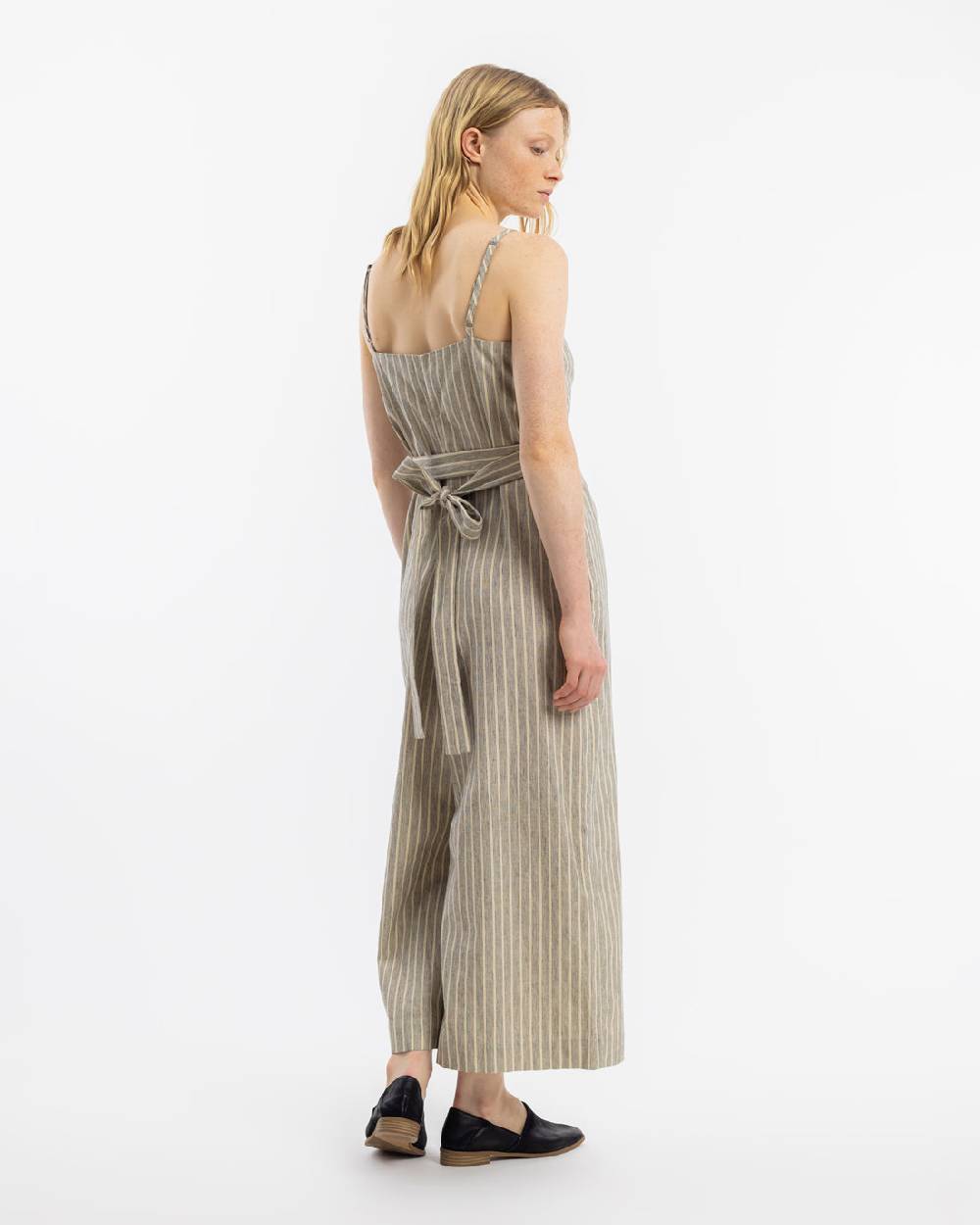 Rotholz Jumpsuit Leinen Mix - Grau Gestreift