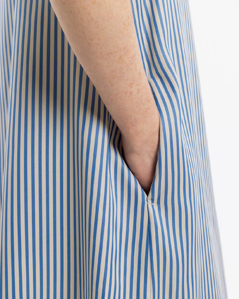 Rotholz Kaftan Kleid Lyocell - Blau Gestreift