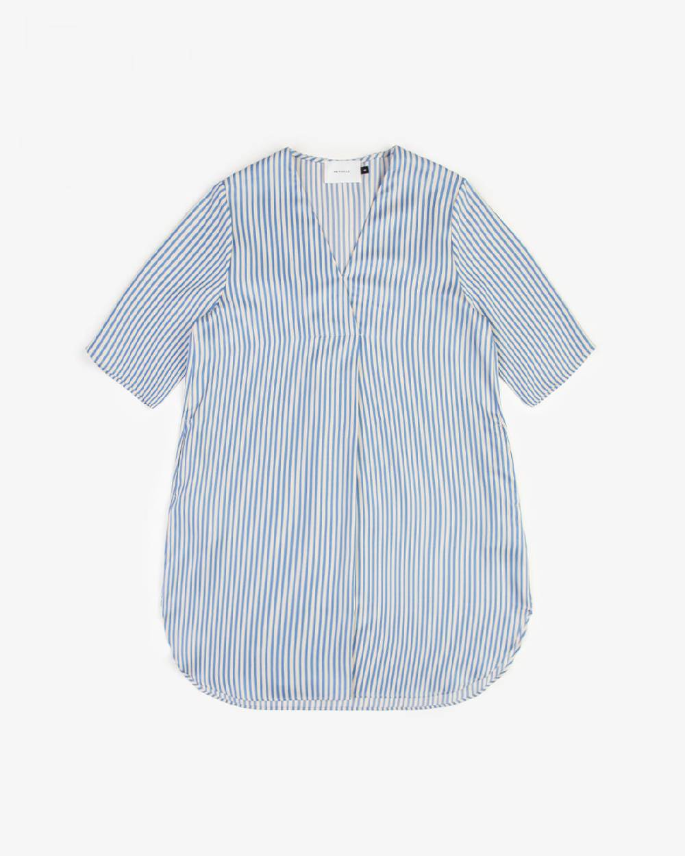 Rotholz Kaftan Kleid Lyocell - Blau Gestreift