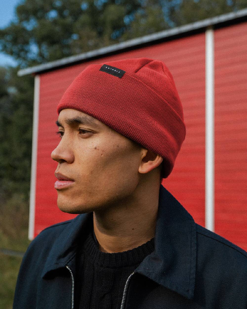 Rotholz Klassische Mütze Bio Merinowolle - Rot