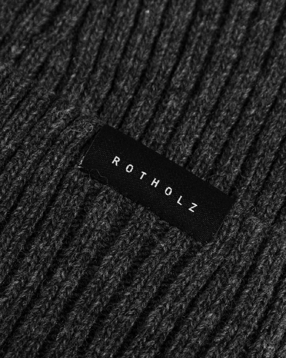 Rotholz Klassische Mütze Wollmix Ripp - Anthrazit