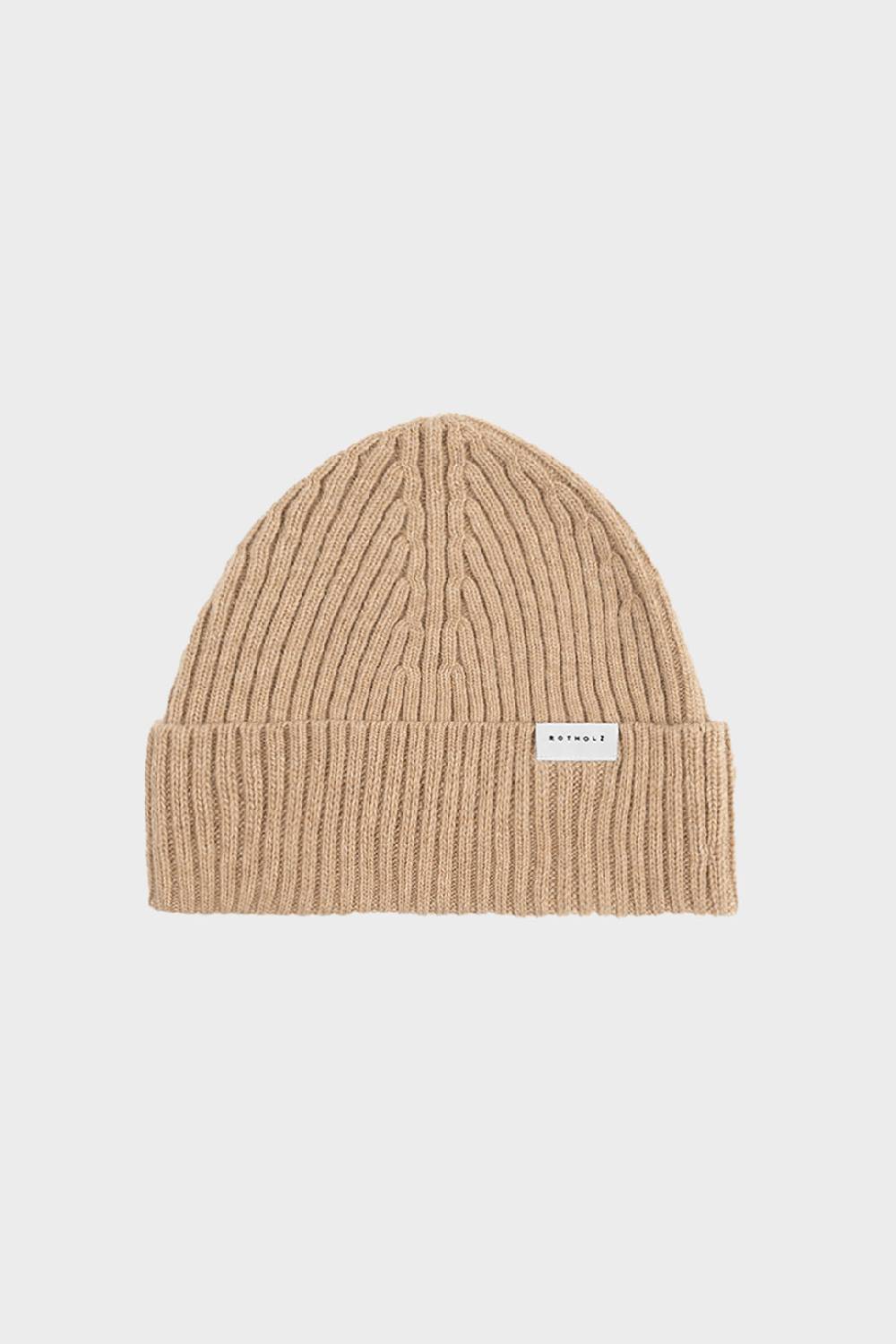 Rotholz Klassische Mütze Wollmix Ripp - Beige