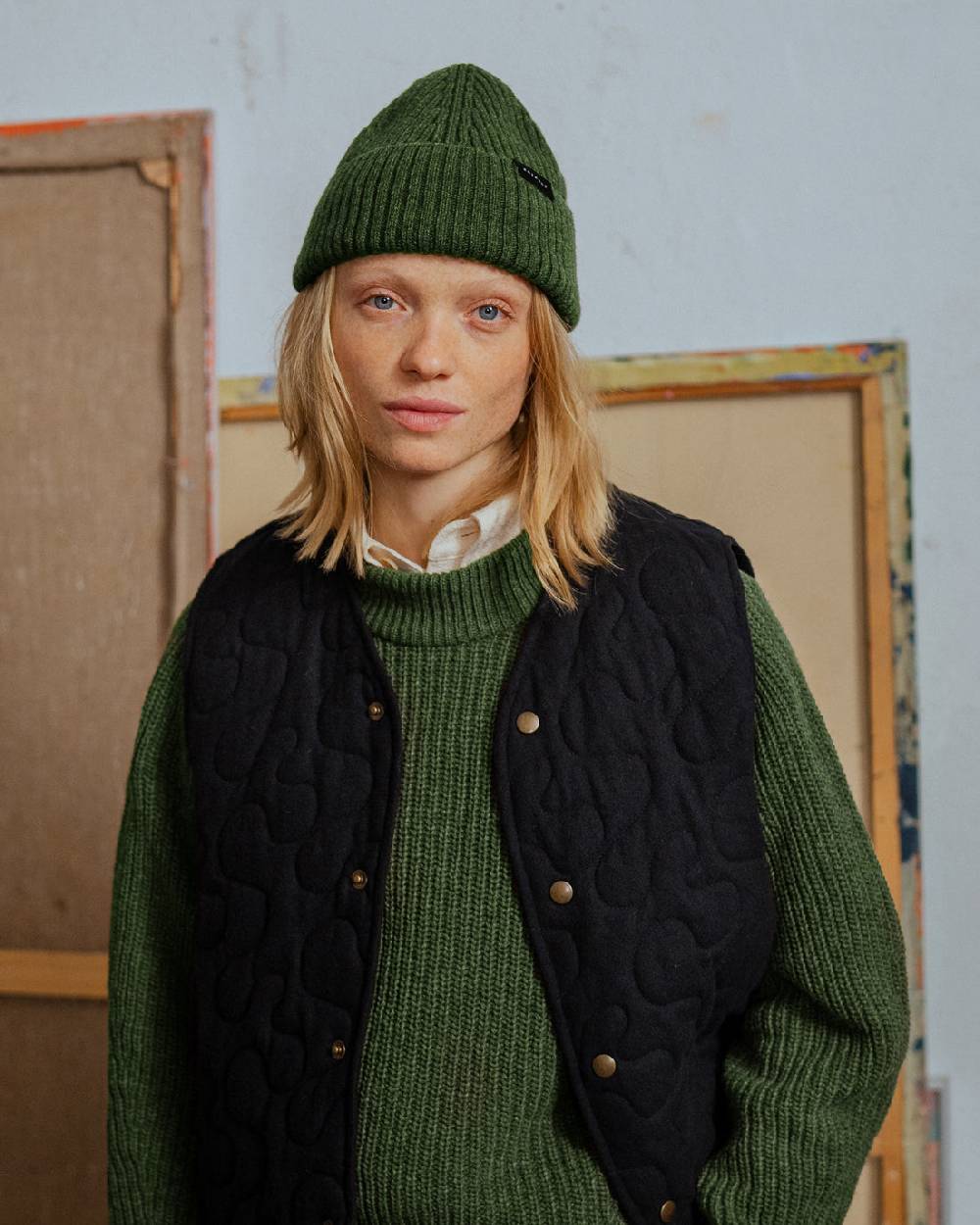 Rotholz Klassische Mütze Wollmix Ripp - Grün