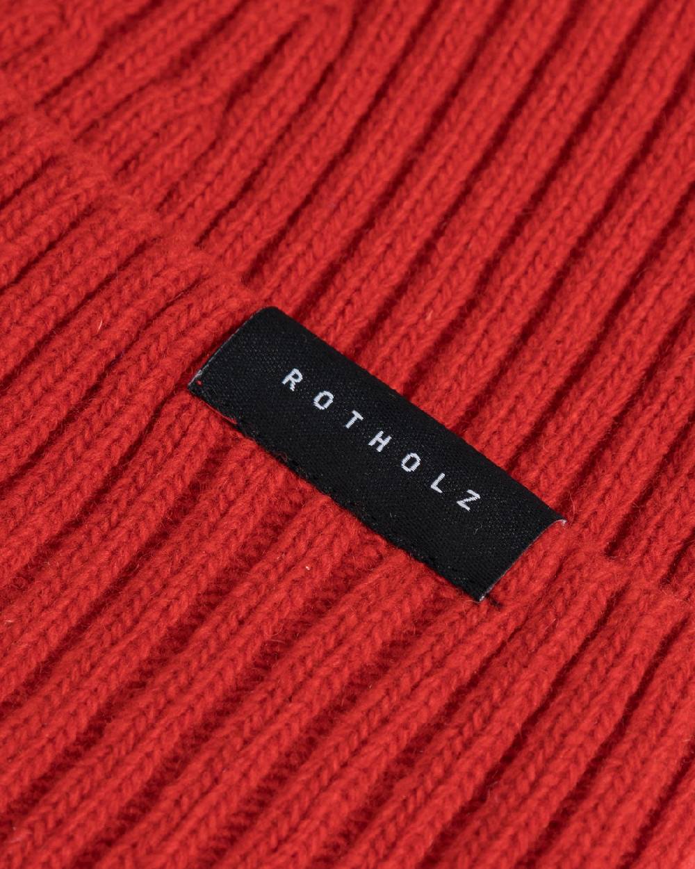 Rotholz Klassische Mütze Wollmix Ripp - Rot