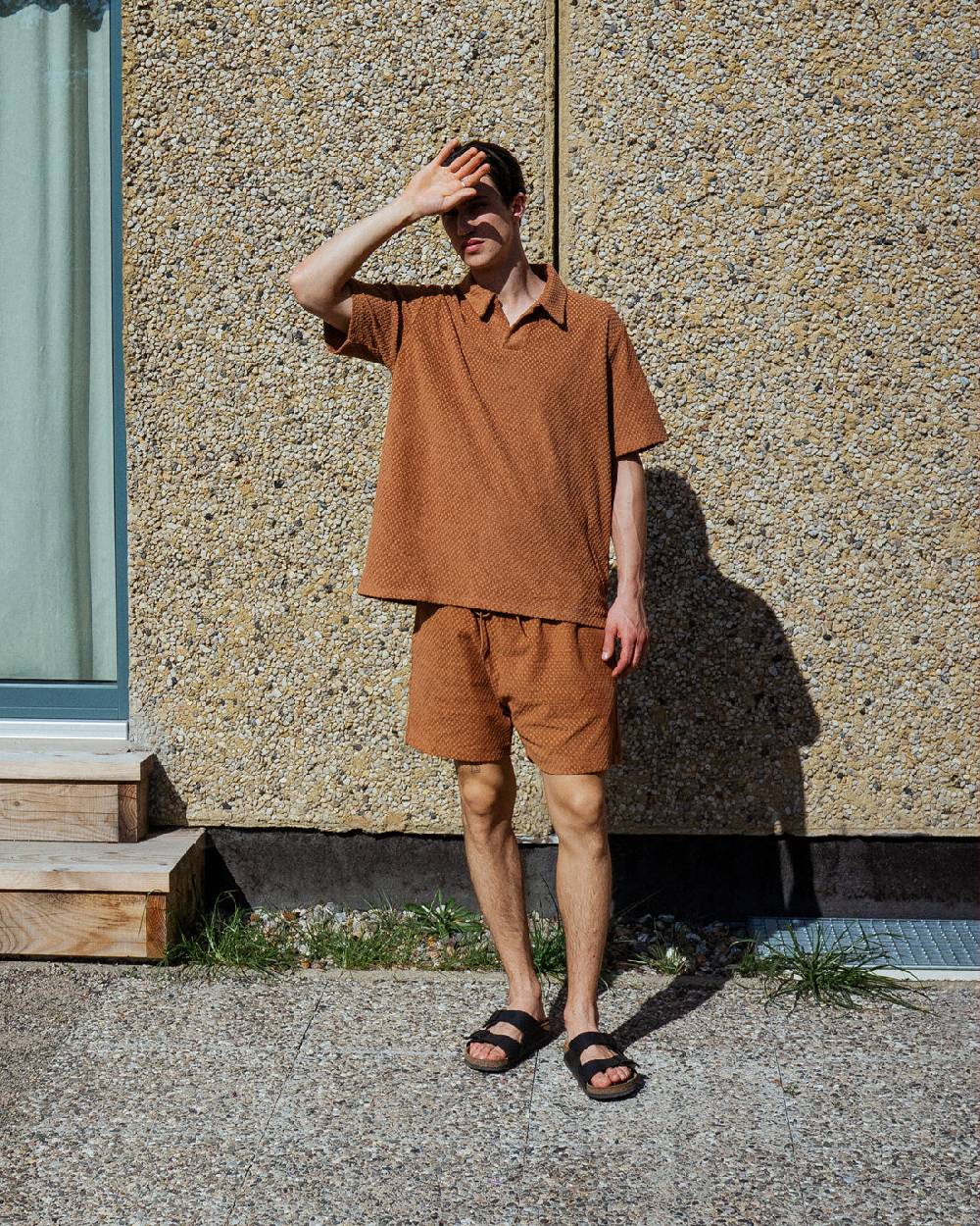 Rotholz Kurze Frottee Hose Bio Baumwolle - Karamell