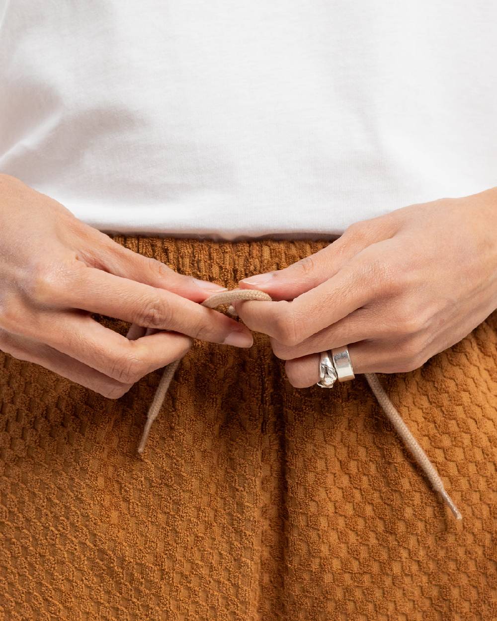 Rotholz Kurze Frottee Hose Bio Baumwolle - Karamell