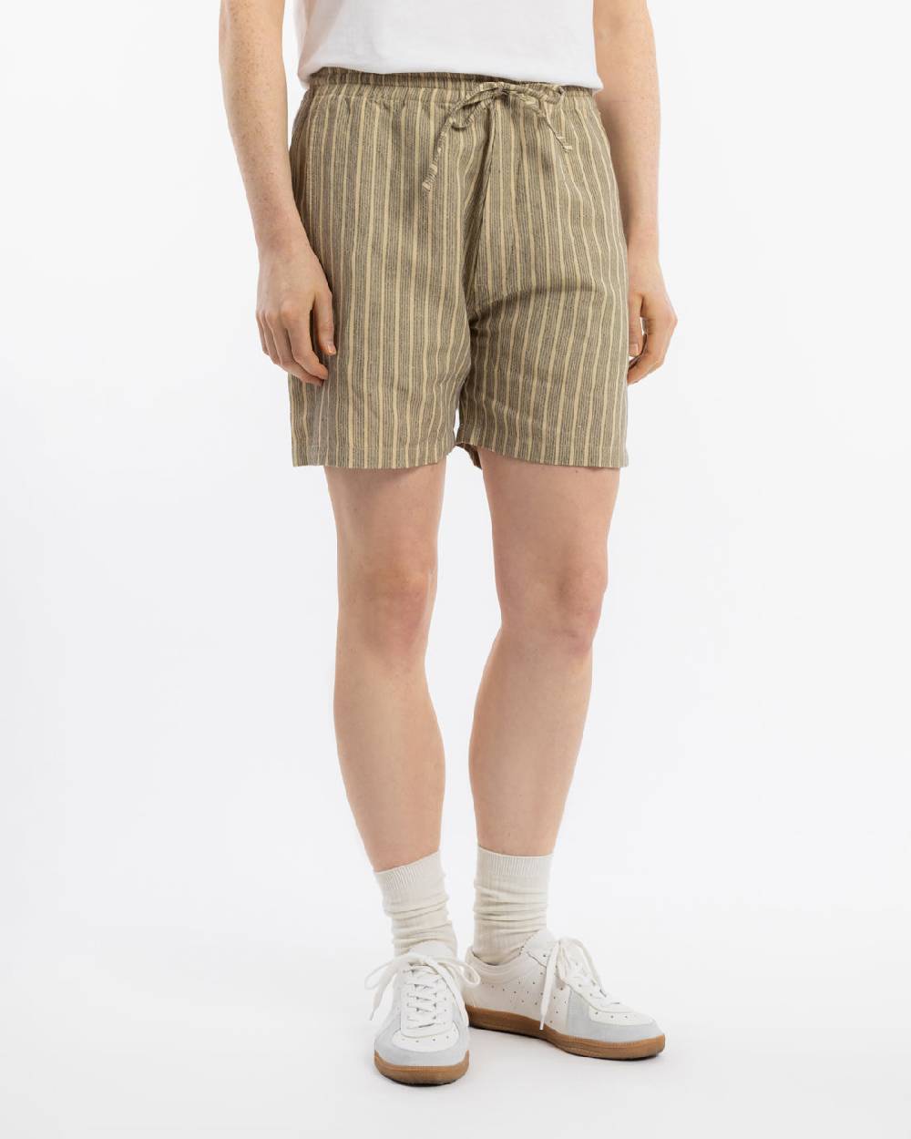 Rotholz Kurze Hose Leinen Mix - Grau Gestreift