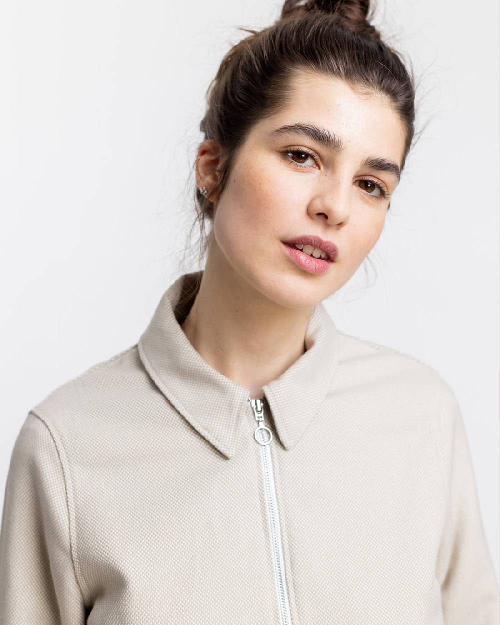 Rotholz Kurze Jacke Aus Bio Canvas Beige Kariert