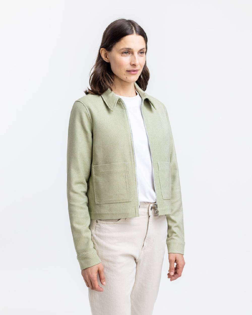 Rotholz Kurze Jacke Aus Bio Canvas Grün Kariert