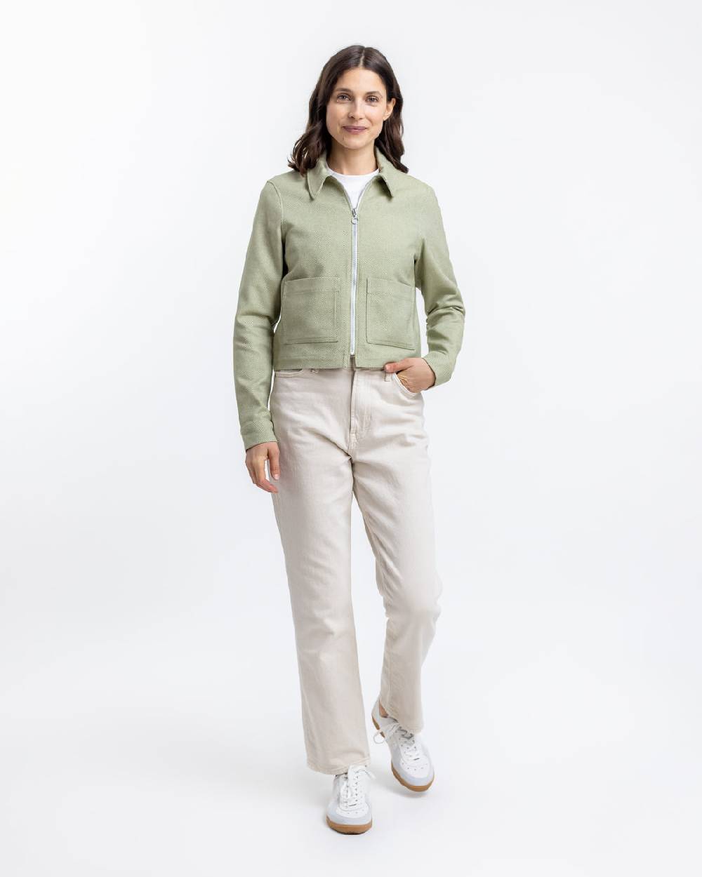 Rotholz Kurze Jacke Aus Bio Canvas Grün Kariert