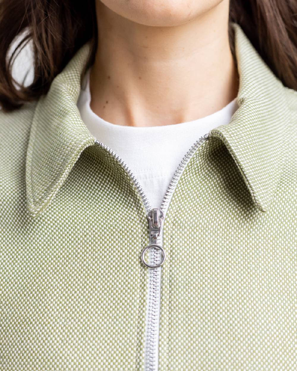 Rotholz Kurze Jacke Aus Bio Canvas Grün Kariert