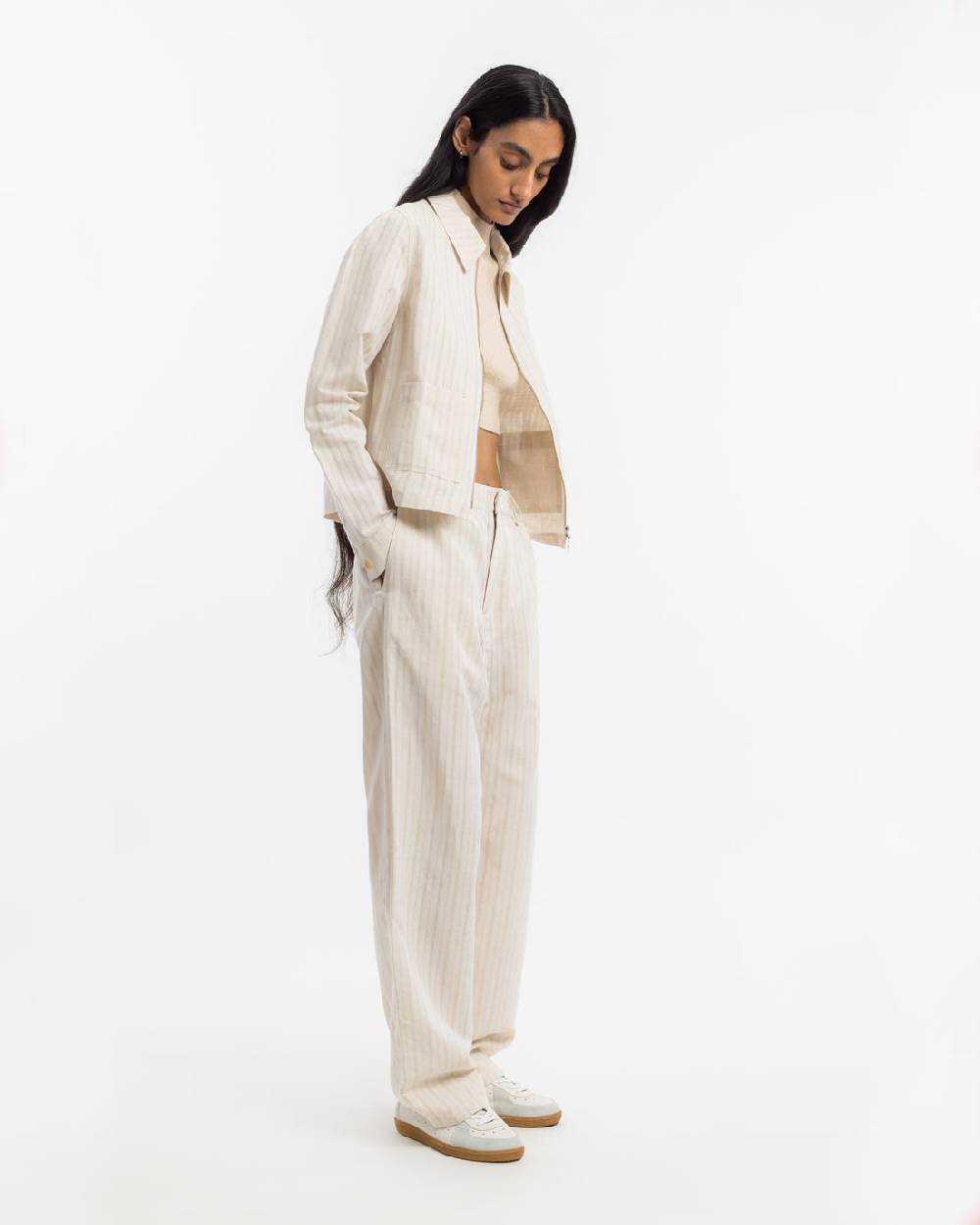 Rotholz Kurze Jacke Leinen Mix - Creme