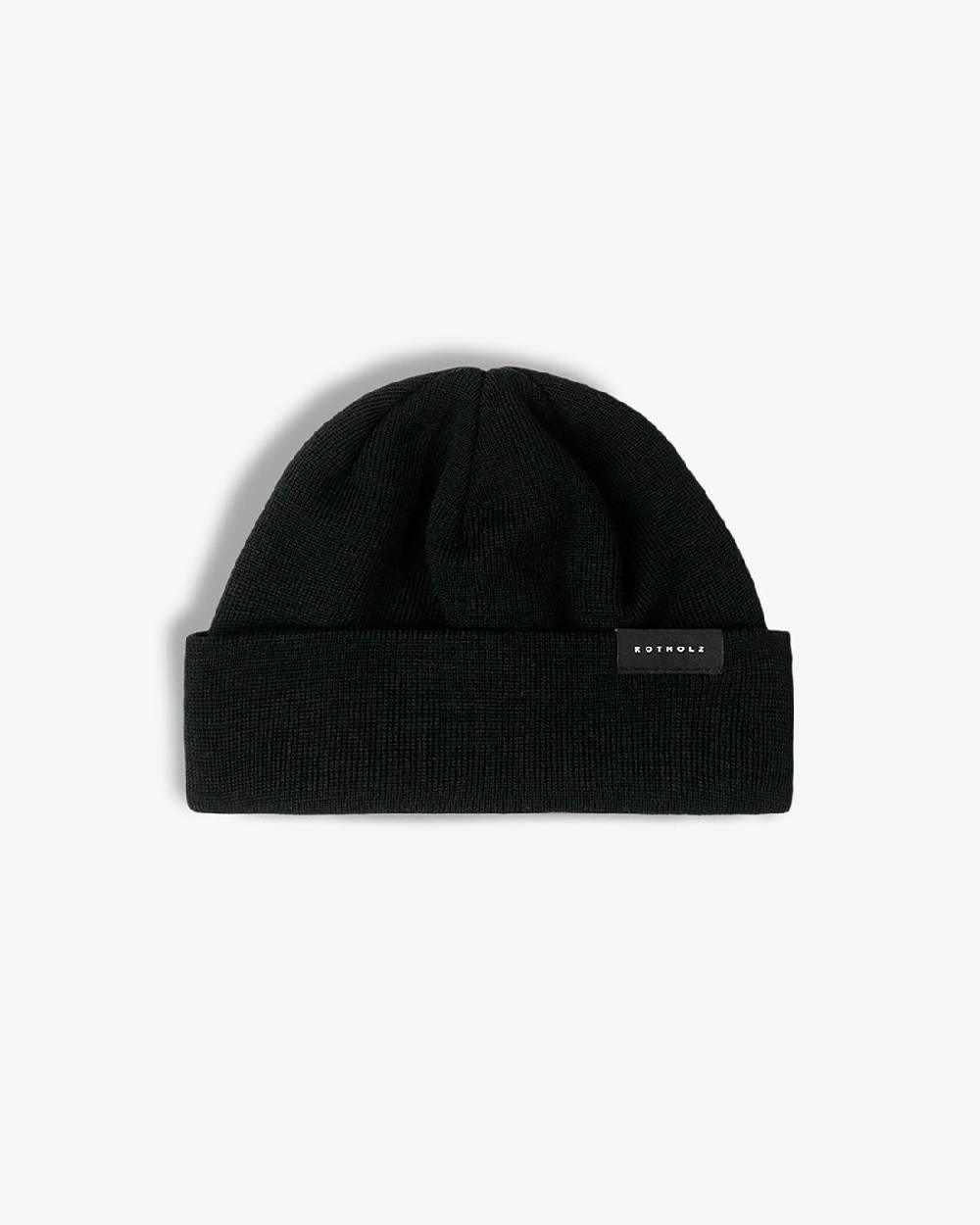 Rotholz Kurze Mütze Bio Merinowolle - Schwarz