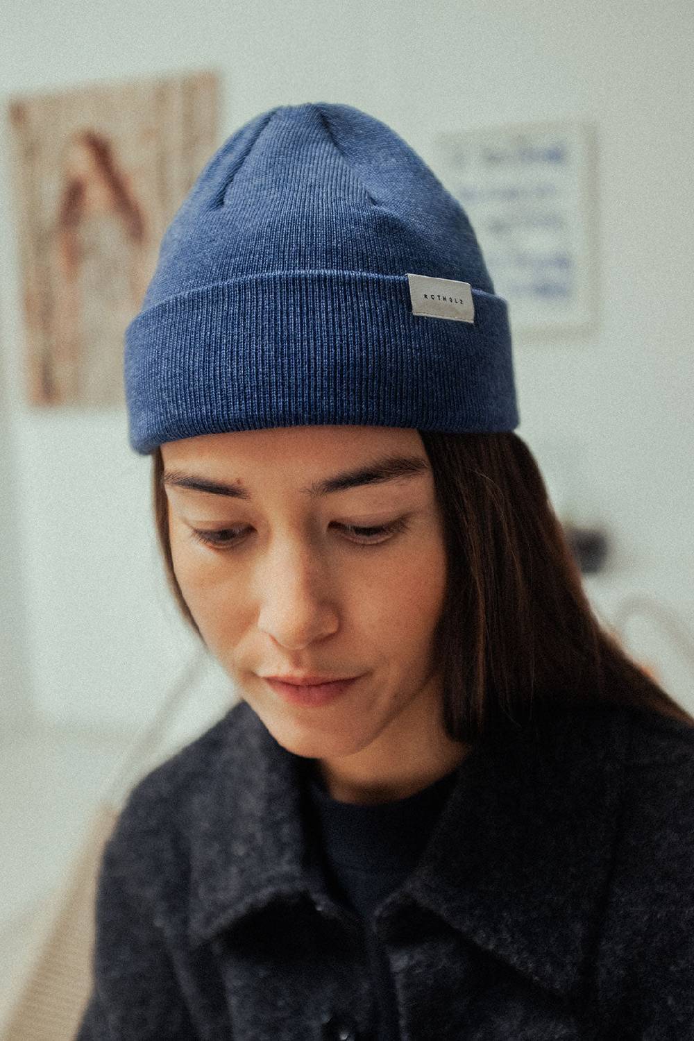 Rotholz Kurze Mütze Merino Fein - Blau