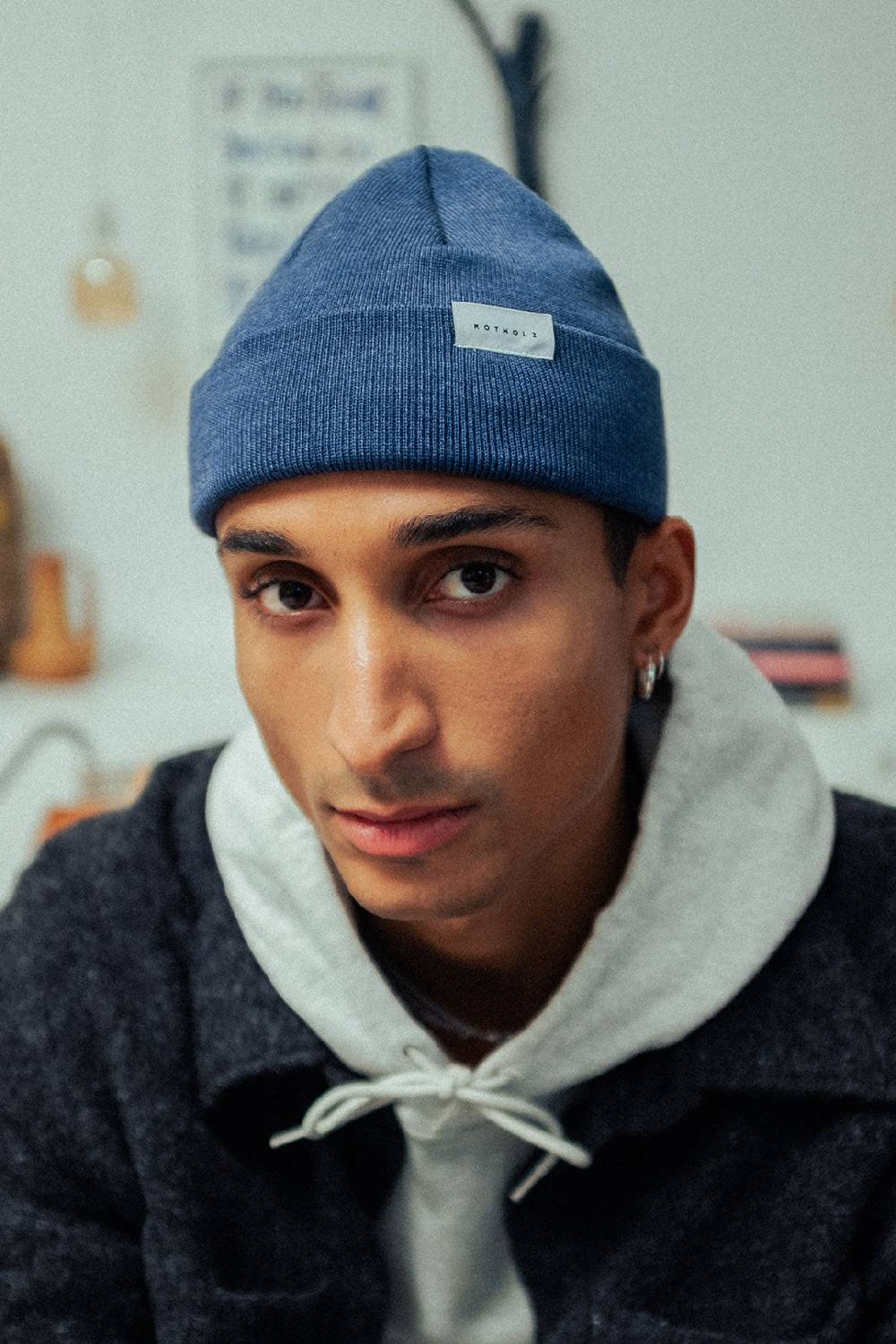 Rotholz Kurze Mütze Merino Fein - Blau