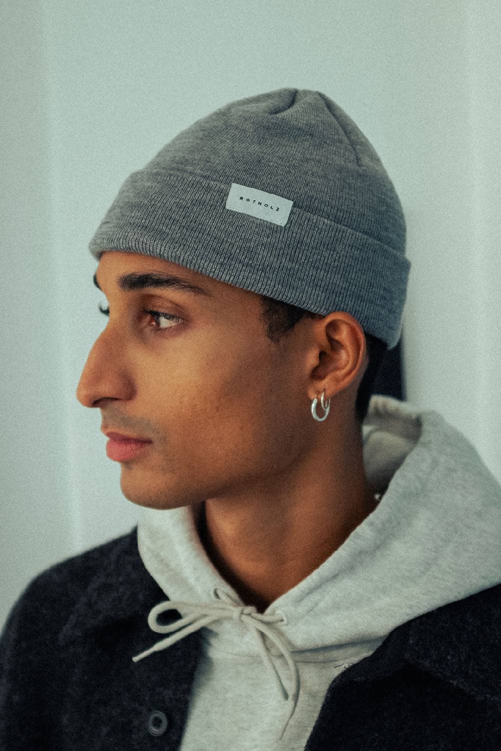 Rotholz Kurze Mütze Merino Fein - Grau