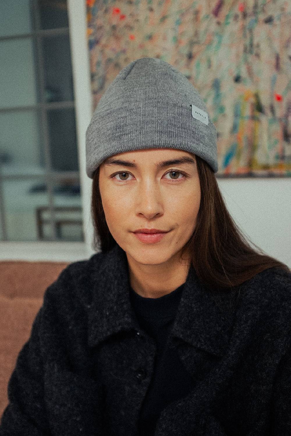 Rotholz Kurze Mütze Merino Fein - Grau