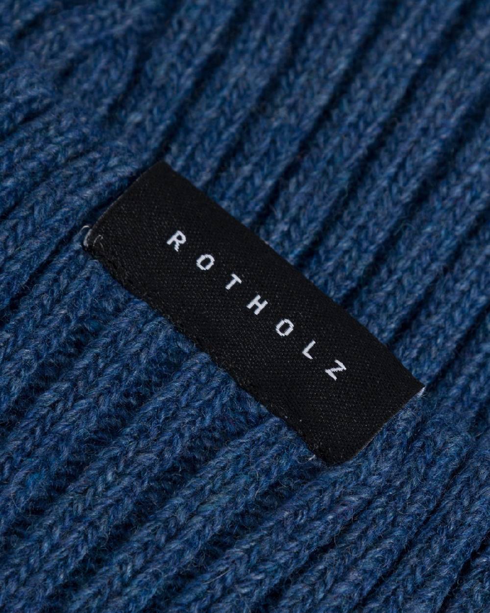 Rotholz Kurze Mütze Wollmix Ripp - Blau