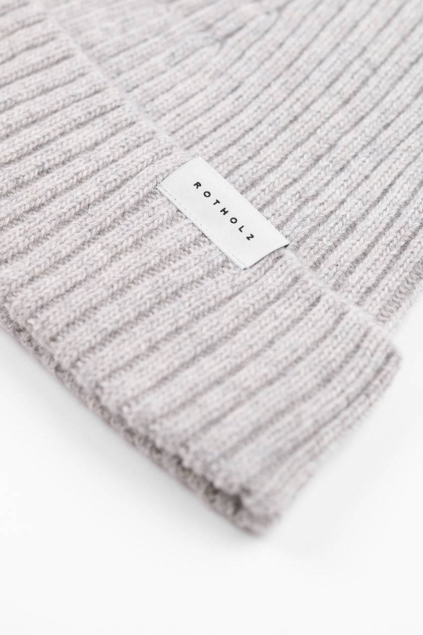 Rotholz Kurze Mütze Wollmix Ripp - Grau