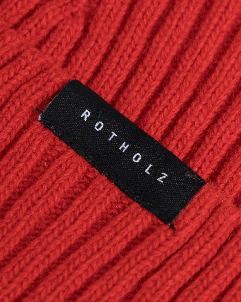 Rotholz Kurze Mütze Wollmix Ripp - Rot