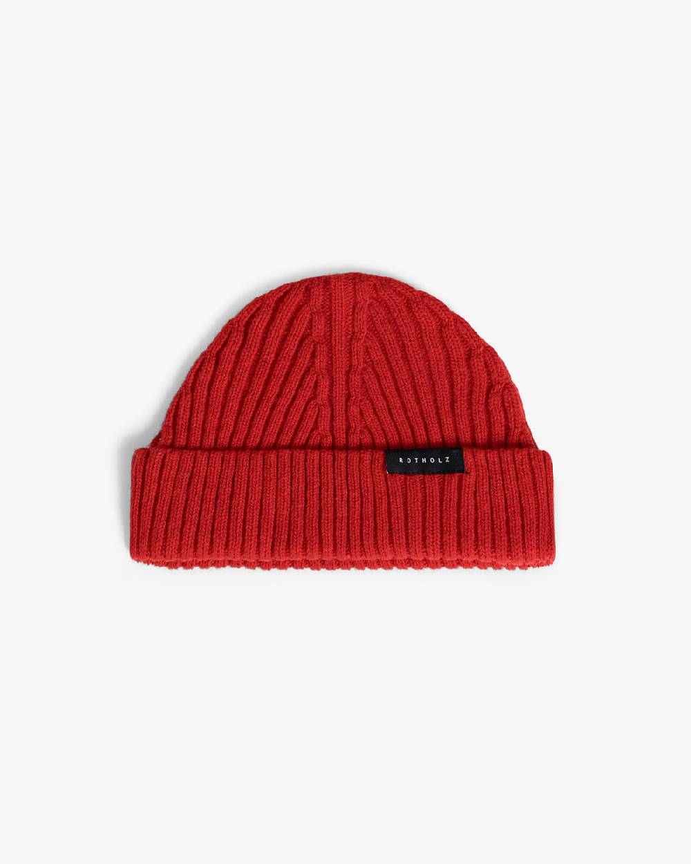 Rotholz Kurze Mütze Wollmix Ripp - Rot