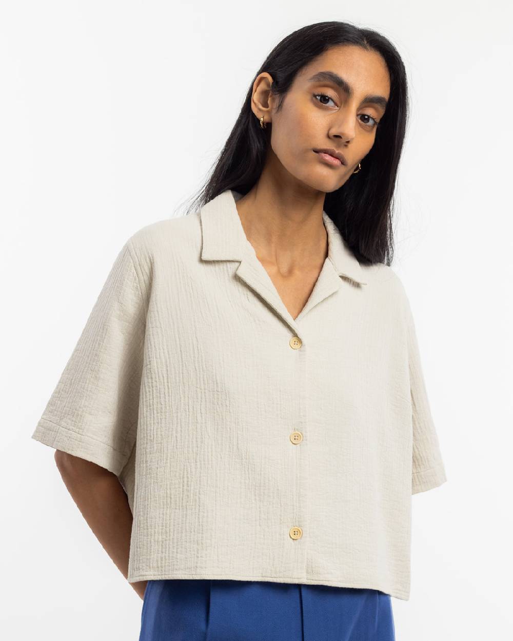 Rotholz Kurzes Bowling Shirt Bio Baumwolle - Sand