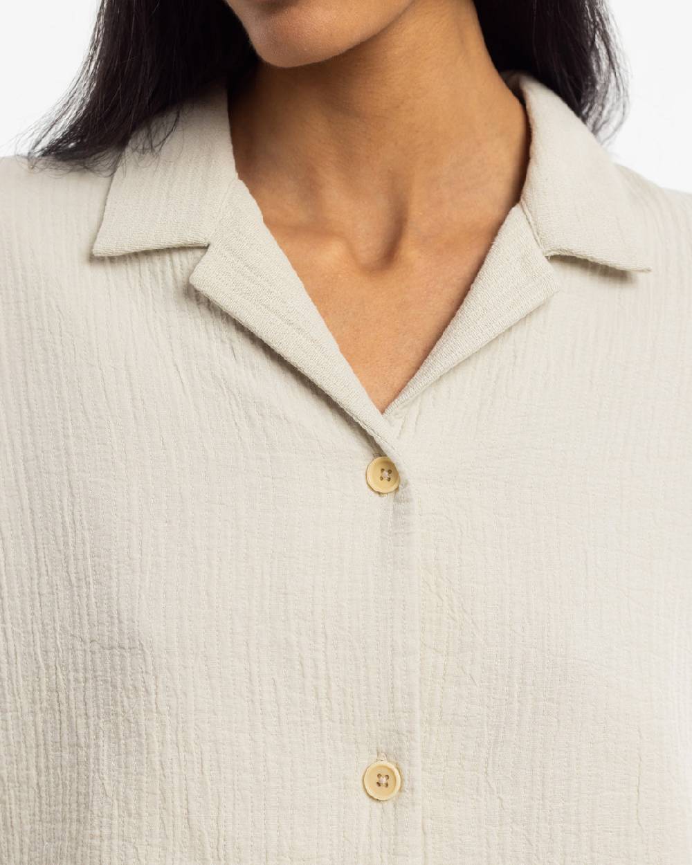 Rotholz Kurzes Bowling Shirt Bio Baumwolle - Sand