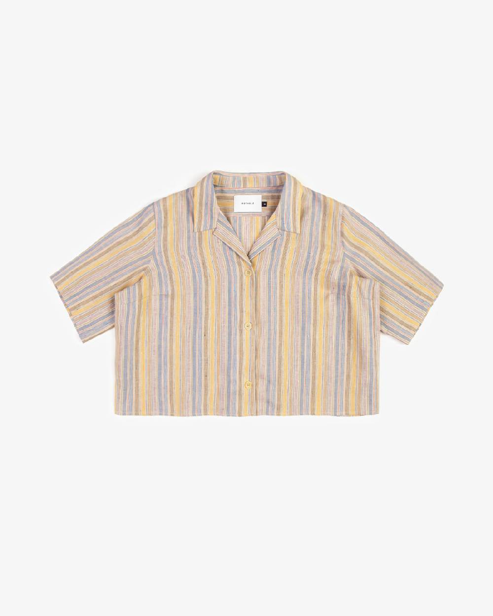 Rotholz Kurzes Bowling Shirt Leinen Mix - Gestreift