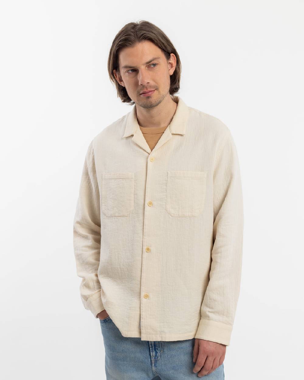 Rotholz Langarmhemd Bio Baumwolle - Sand