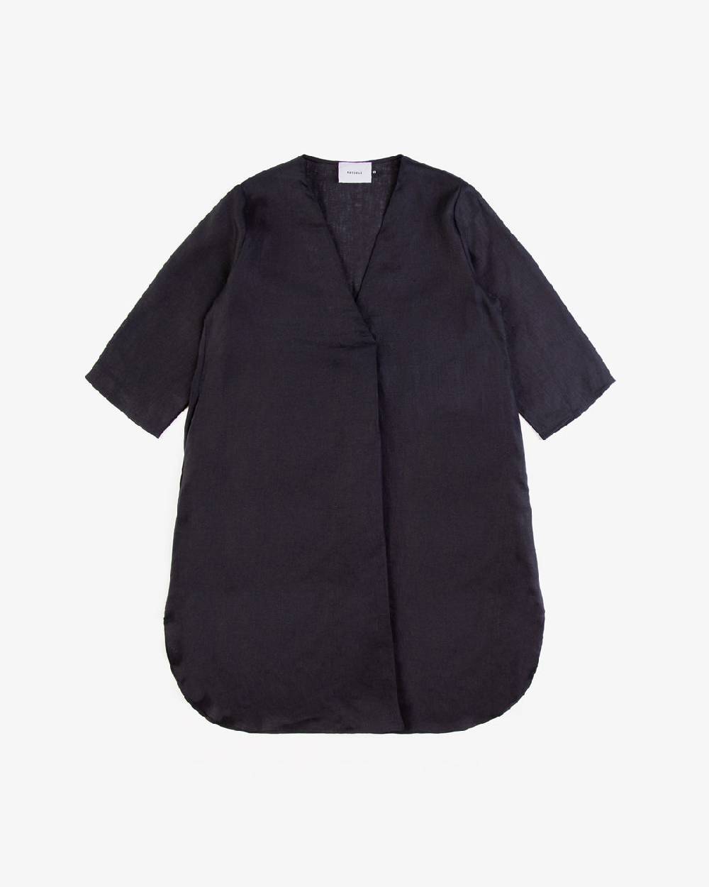 Rotholz Leinen Kaftan Kleid Schwarz