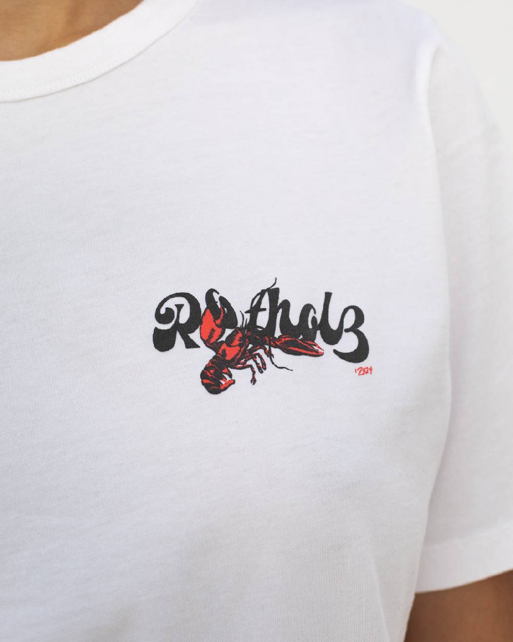 Rotholz Lobster Logo T-Shirt Bio Baumwolle - Weiß