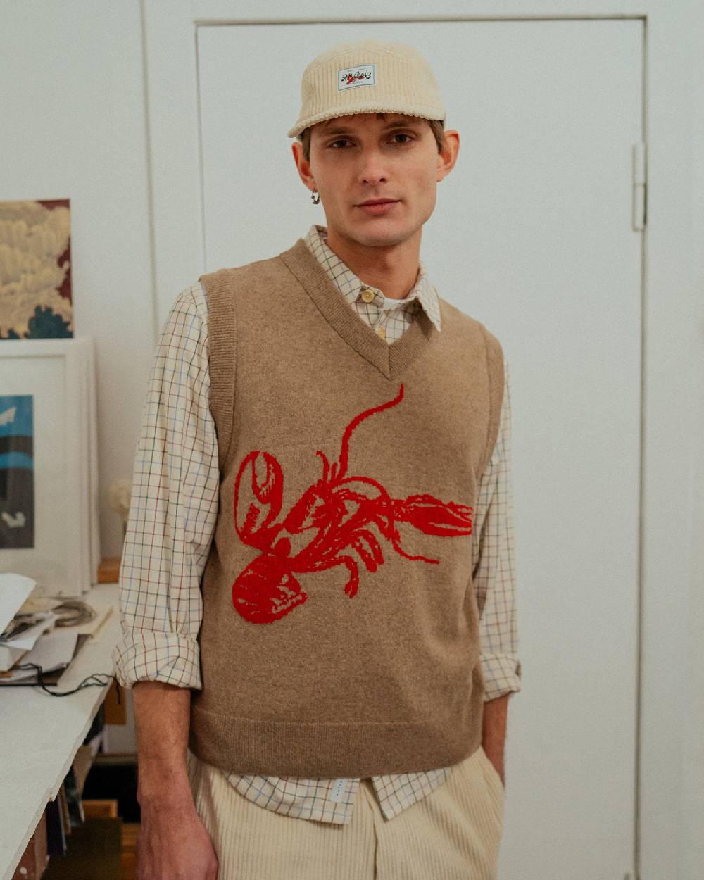 Rotholz Lobster Strick Weste Recycelte Wolle - Braun