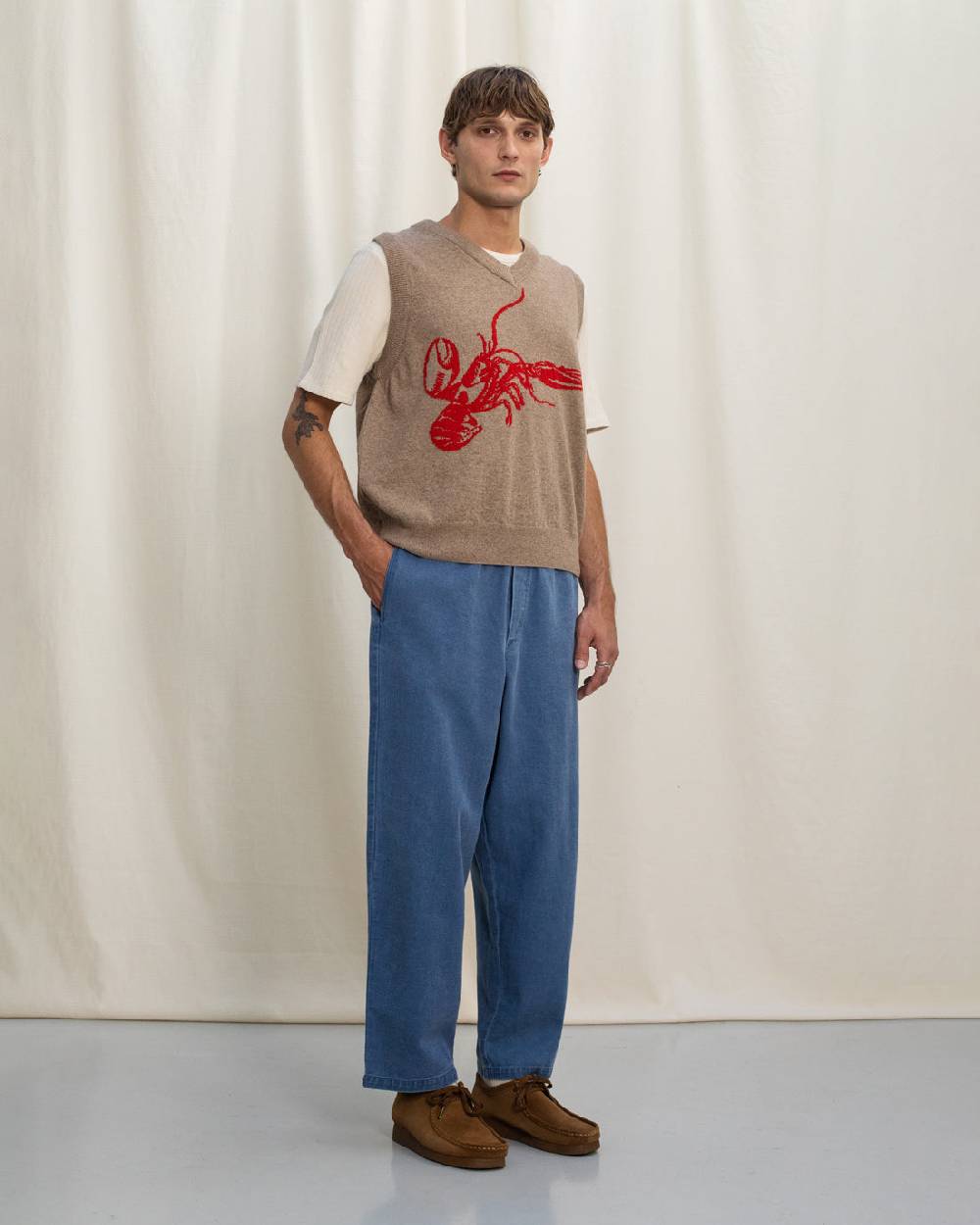 Rotholz Lobster Strick Weste Recycelte Wolle - Braun