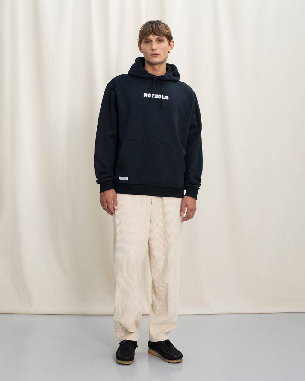 Rotholz Logo Hoodie Bio Baumwolle - Schwarz