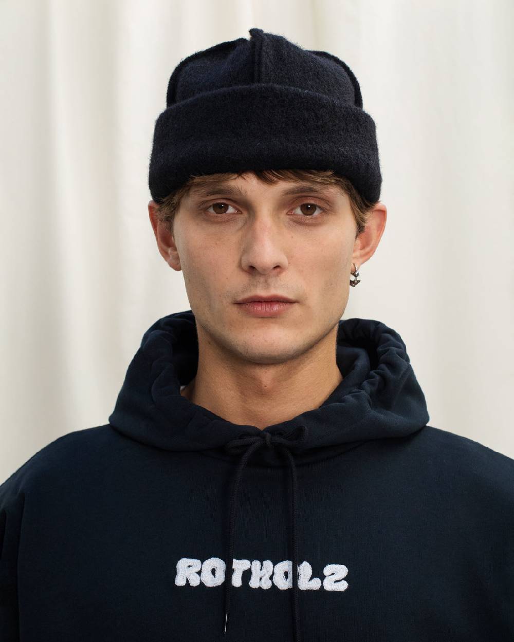 Rotholz Logo Hoodie Bio Baumwolle - Schwarz