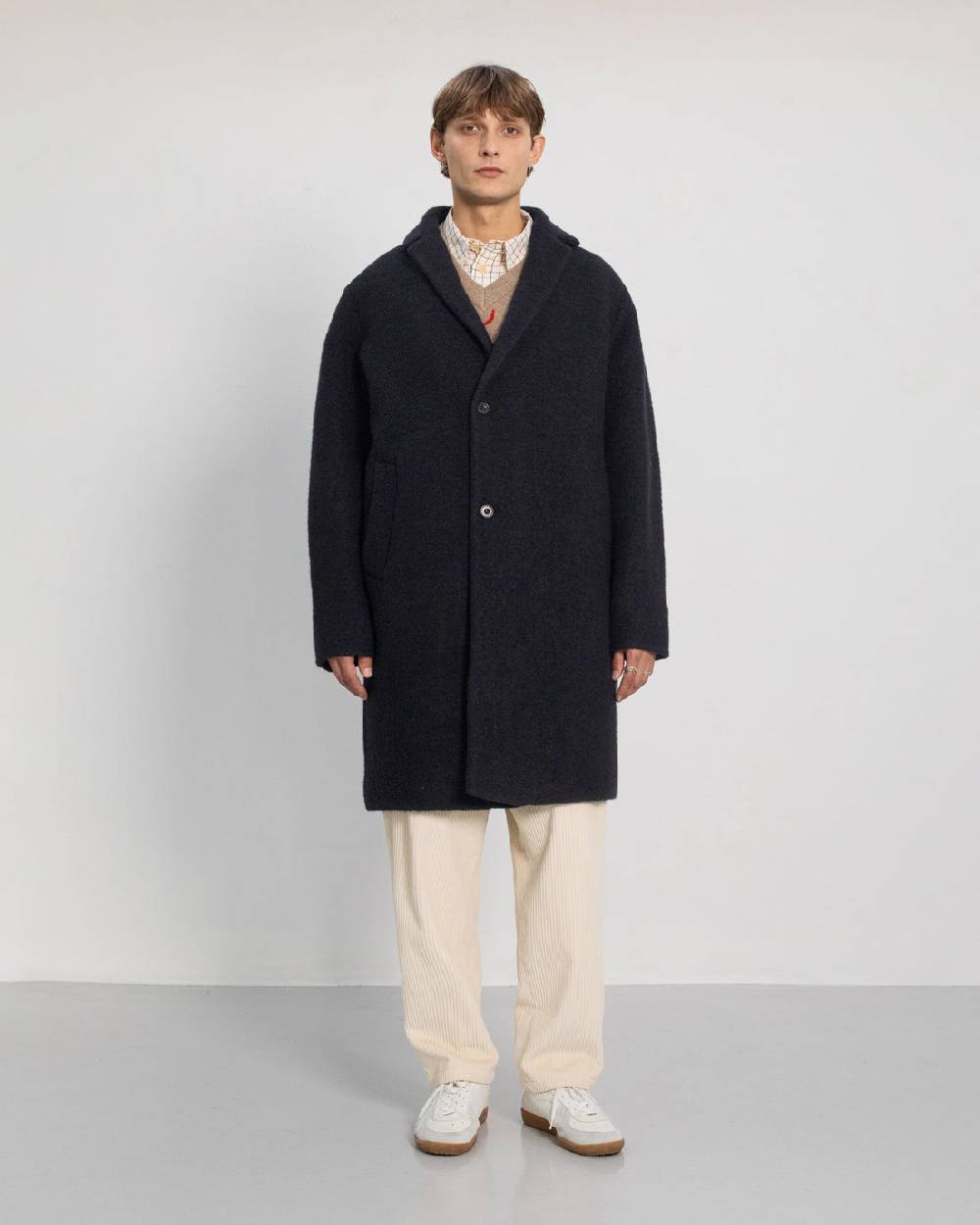 Rotholz Mantel Bio Wollmischung - Schwarz