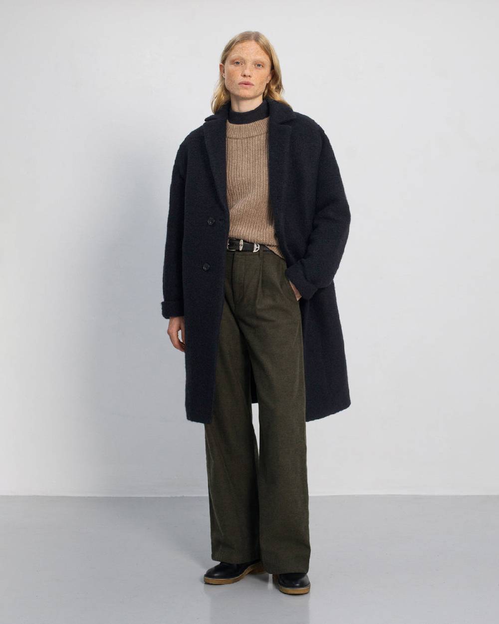 Rotholz Mantel Bio Wollmischung - Schwarz