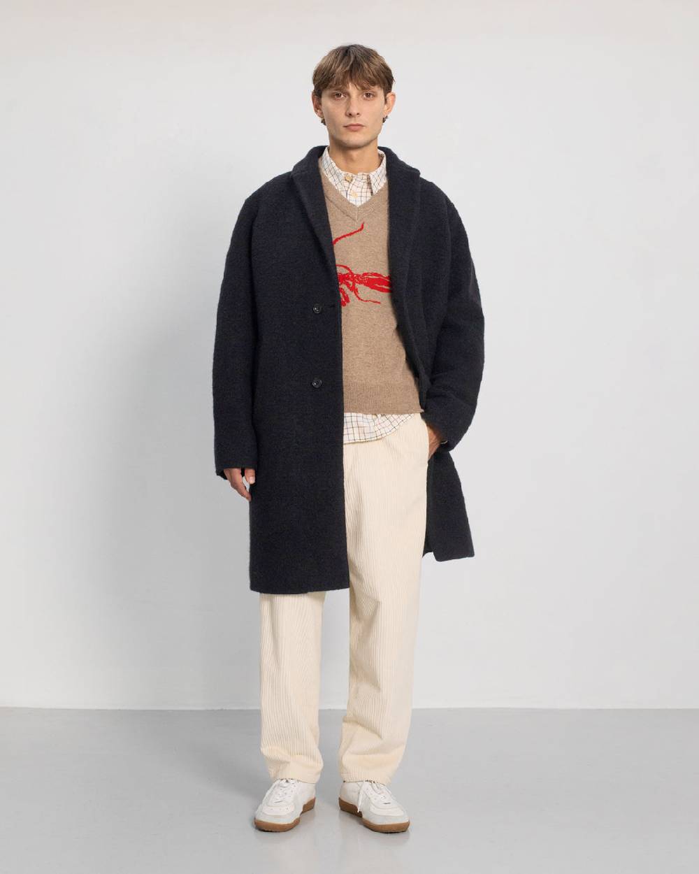 Rotholz Mantel Bio Wollmischung - Schwarz