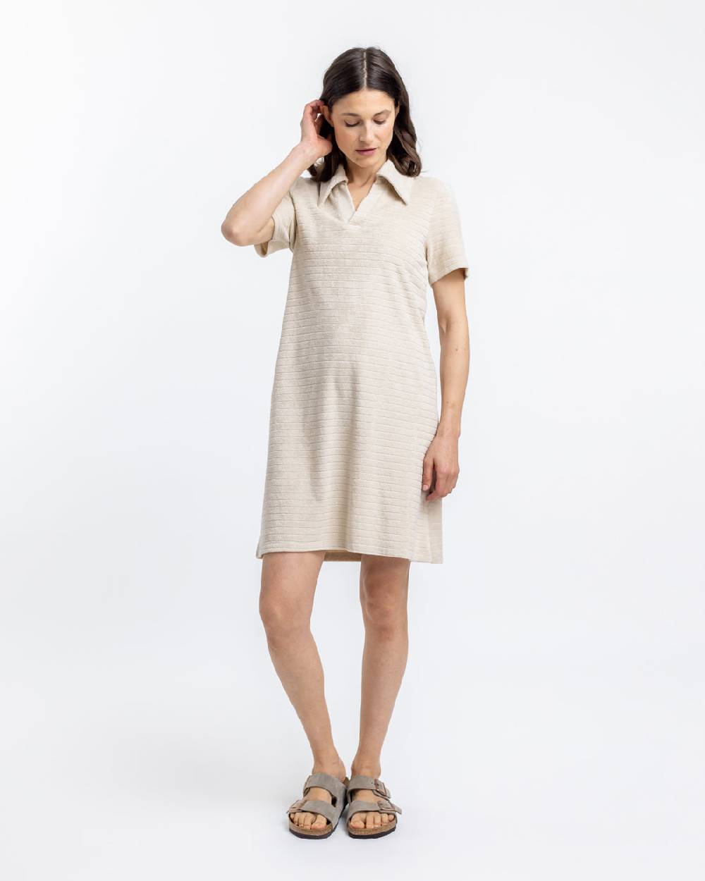 Rotholz Polo Kleid Aus Bio Frottee Creme