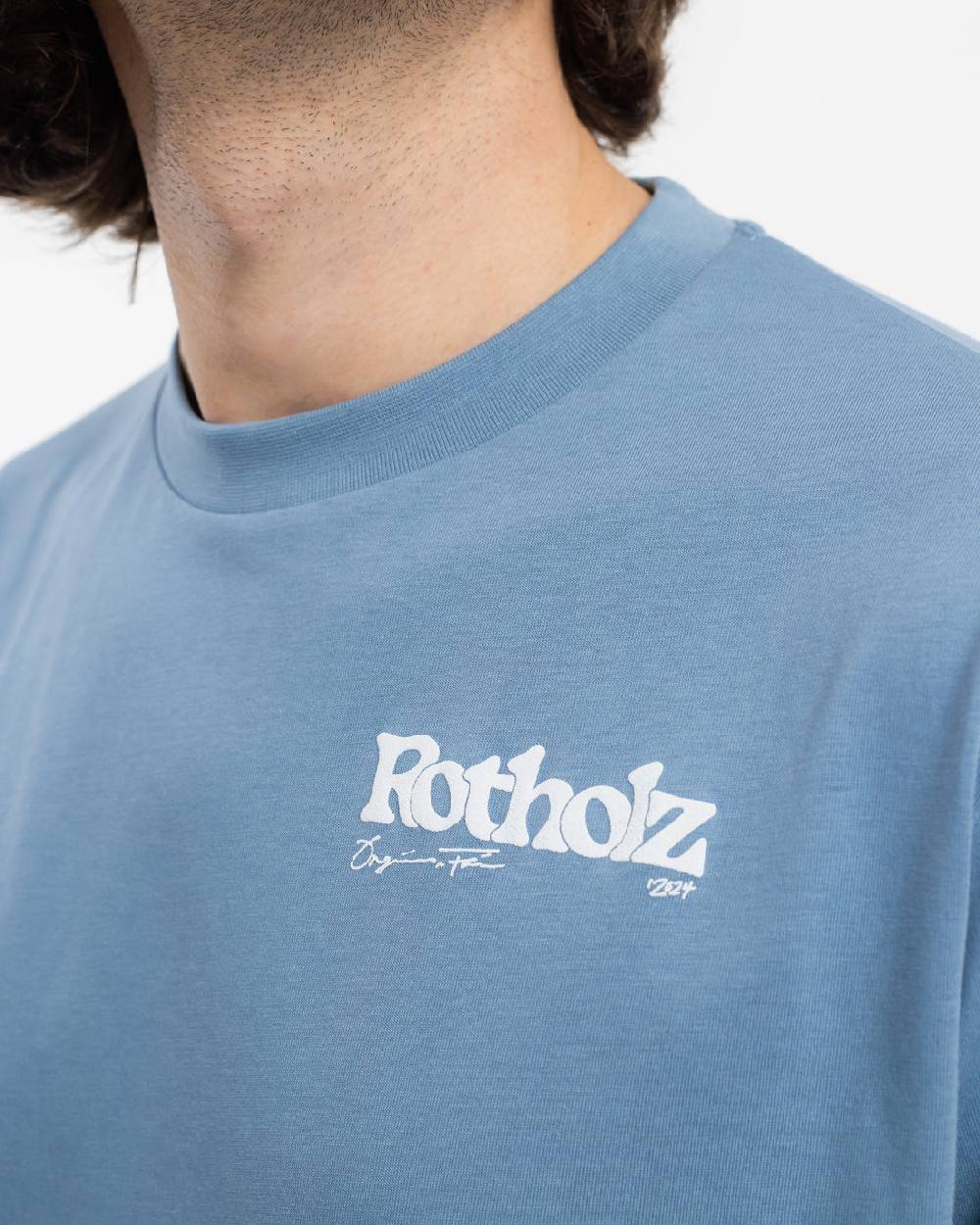 Rotholz Retro Logo T-Shirt Bio Baumwolle - Hellblau