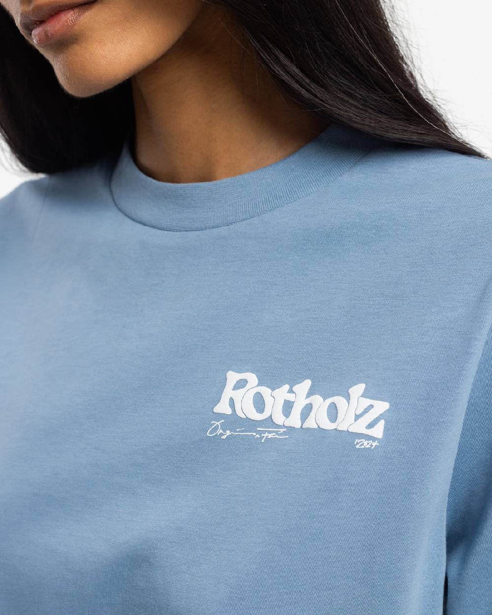 Rotholz Retro Logo T-Shirt Bio Baumwolle - Hellblau
