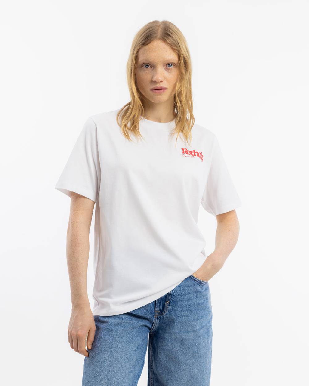 Rotholz Retro Logo T-Shirt Bio Baumwolle - Weiß