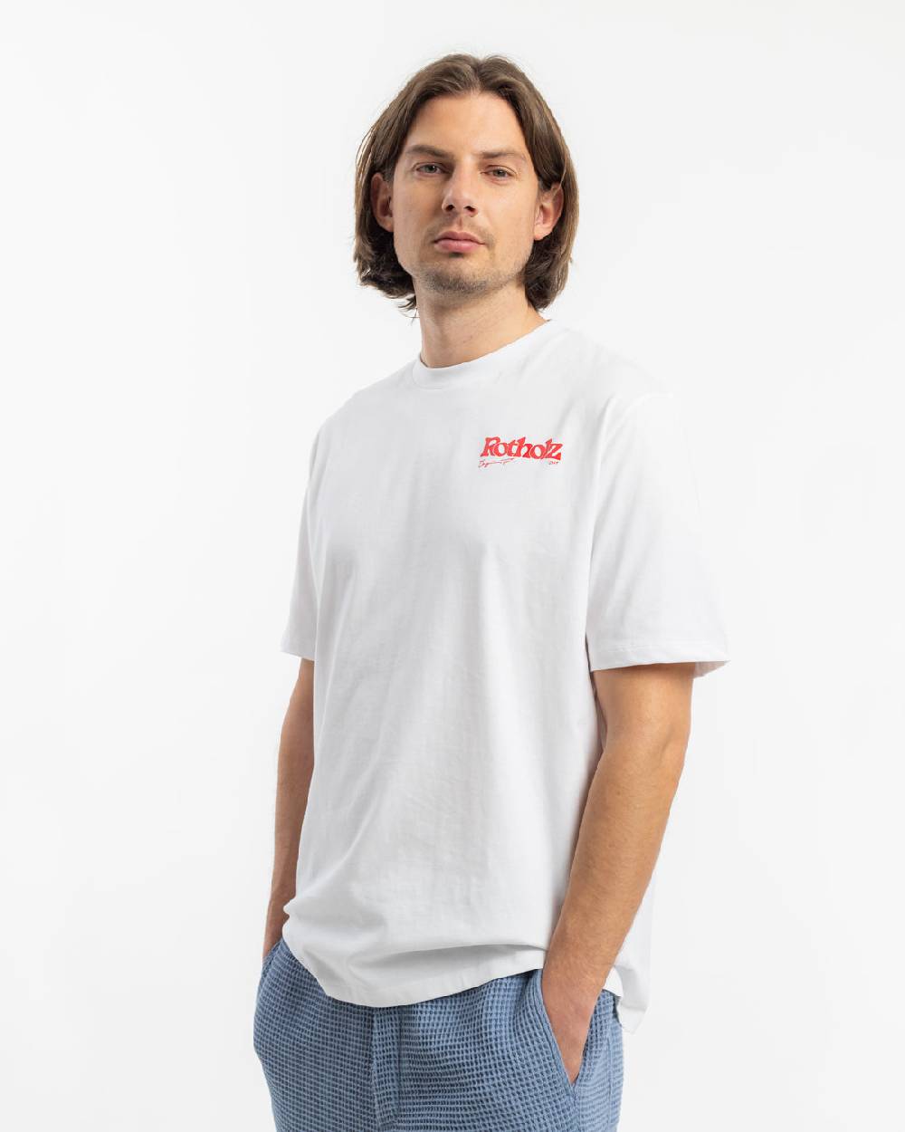 Rotholz Retro Logo T-Shirt Bio Baumwolle - Weiß