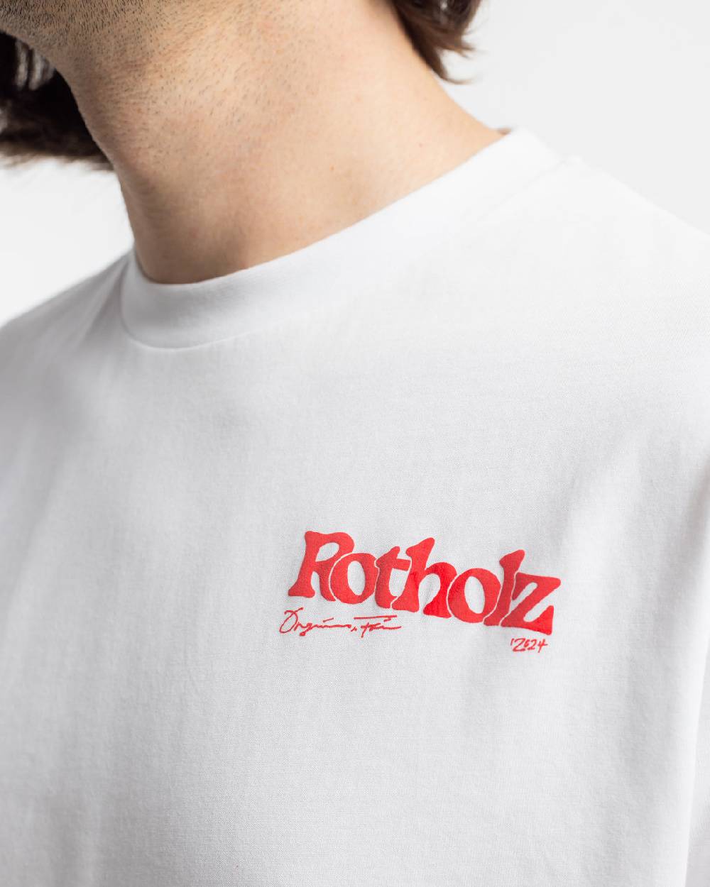 Rotholz Retro Logo T-Shirt Bio Baumwolle - Weiß